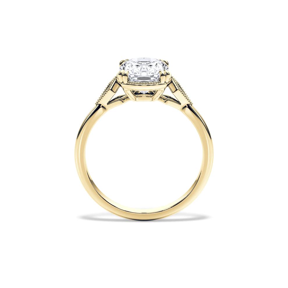 Lab Grown Diamond Elongated Cushion-Cut Center Engagement Ring in 14K Yellow Gold (2 ct. tw.) – Image 2 of 4