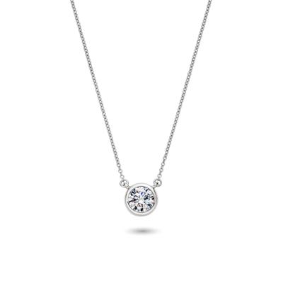 Lab Grown Diamond Bezel-Set Solitaire Pendant in 14K Gold