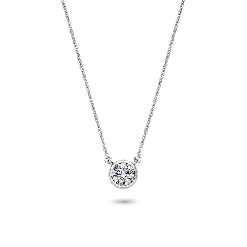 Lab Grown Diamond Bezel-Set Solitaire Pendant in 14K White Gold &#40;1 ct. tw.&#41; – Image 1 of 4