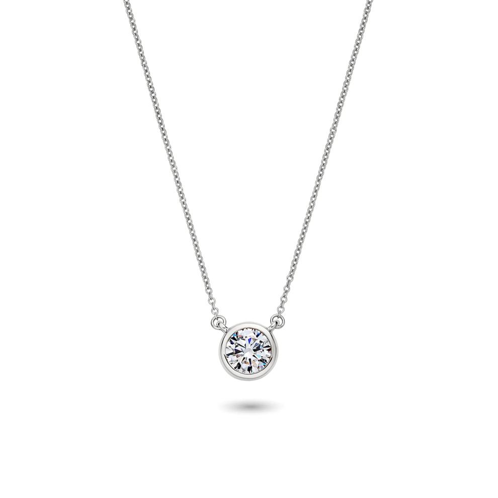 Lab Grown Diamond Bezel-Set Solitaire Pendant in 14K White Gold (1 ct. tw.) – Image 1 of 4