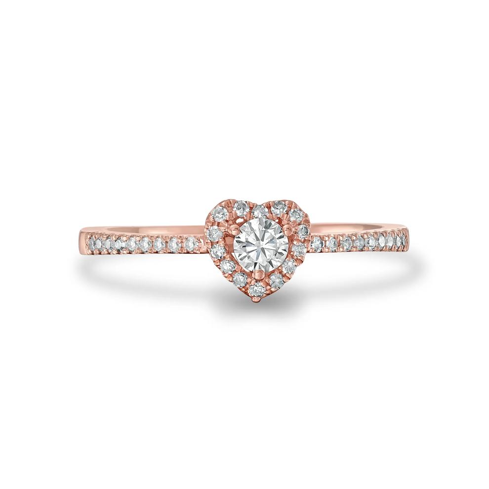 Diamond Heart Halo Promise Ring in 10K Rose Gold (1/4 ct. tw.) – Image 1 of 4