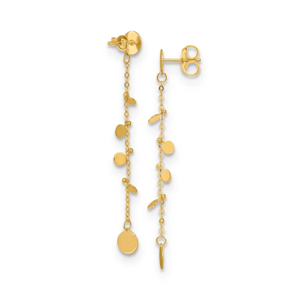 Disc Drop Earrings in 14K Yellow Gold – Image 2 of 2