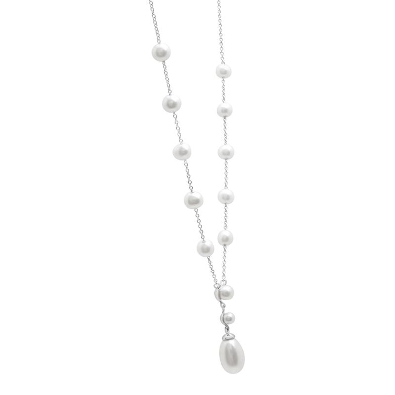 Pearl Drop Pendant Necklace in Sterling Silver – Image 3 of 4
