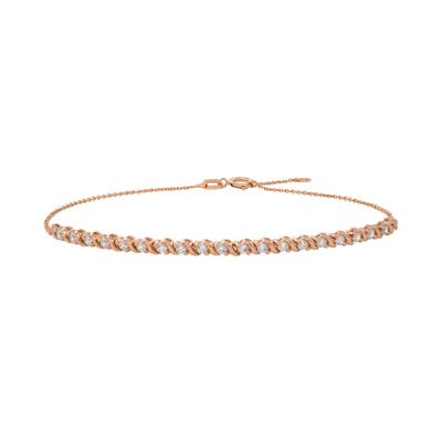 Diamond Adjustable Cable Chain Bracelet in 10K Rose Gold, 7.25" (1/4 ct. tw.)