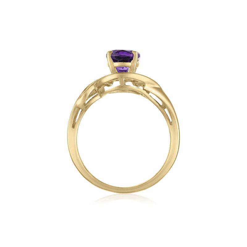 Amethyst and Diamond Halo Ring in 14K Yellow Gold &#40;1/4 ct. tw.&#41; – Image 2 of 3