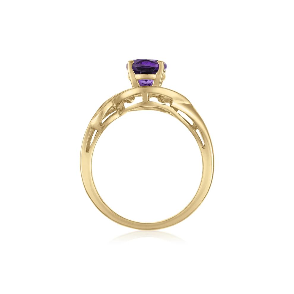 Amethyst and Diamond Halo Ring in 14K Yellow Gold (1/4 ct. tw.) – Image 2 of 3