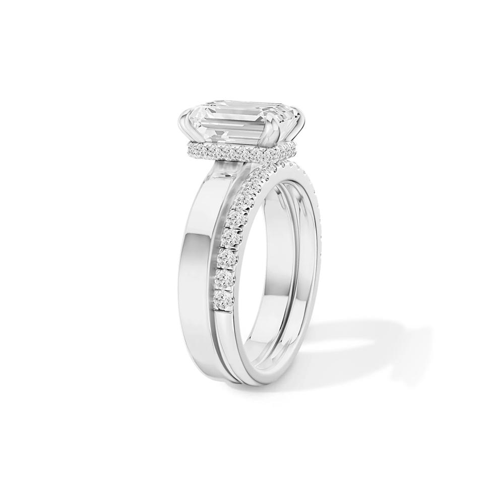 Lab Grown Diamond Emerald-Cut Center Engagement Set in 14K White Gold (4 ct. tw.) – Image 3 of 6