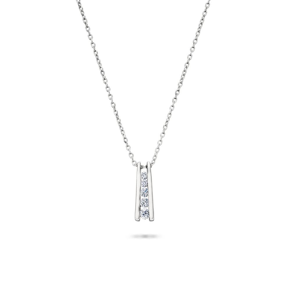 Lab Grown Diamond Five-Stone Ladder Pendant Necklace in Sterling Silver (1/4 ct. tw.) – Image 1 of 4