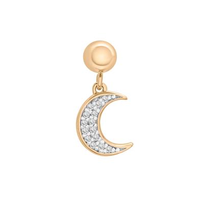 Diamond Accent Crescent Moon Charm in Sterling Silver