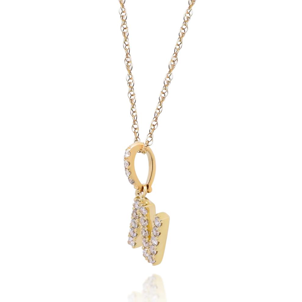 Diamond N Initial Pendant in 10K Yellow Gold (1/10 ct. tw.) – Image 2 of 4