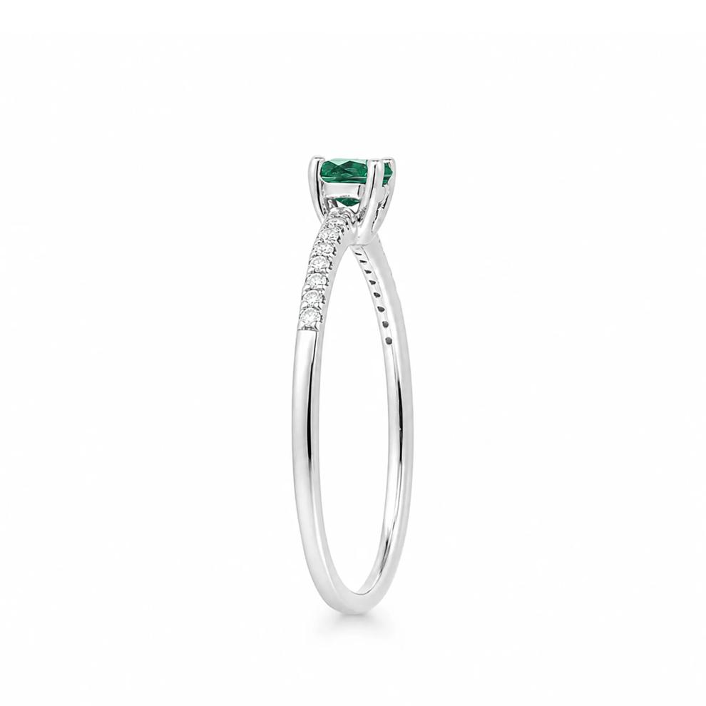 Emerald &amp; Diamond Ring in Sterling Silver (1/10 ct. tw.) – Image 3 of 4