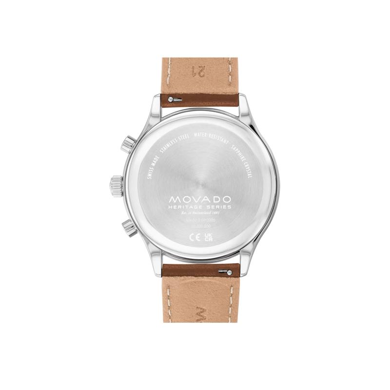 Men&rsquo;s Heritage Watch in Stainless Steel and Brown Leather. – Image 3 of 3