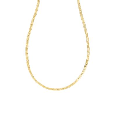 Diamond-Cut Textured Braided Herringbone Chain Necklace in 14K Yellow Gold, 3.2MM, 18"