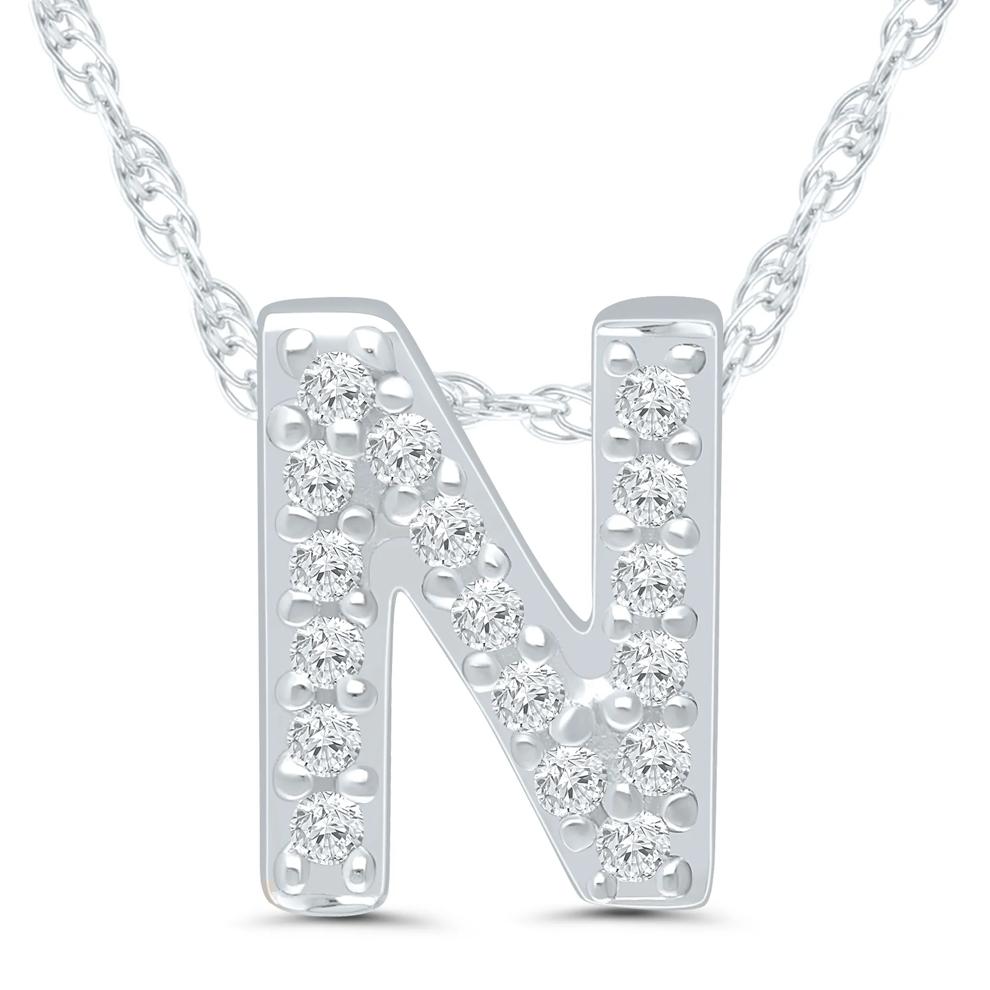 Diamond Accent Initial N Pendant in 10K White Gold – Image 1 of 3