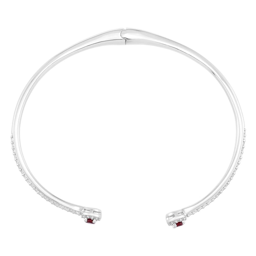 Lab-Created Ruby and Lab-Created White Sapphire Bangle Bracelet in Sterling Silver – Image 2 of 2