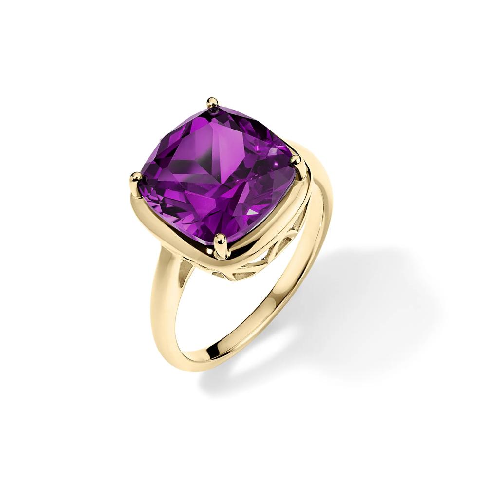 Cushion-Cut Amethyst Ring in 10K Yellow Gold – Image 4 of 4