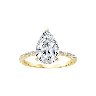 Lab Grown Diamond Pear-Shaped Engagement Ring in 14K Yellow Gold (3 1/4 ct. tw.)