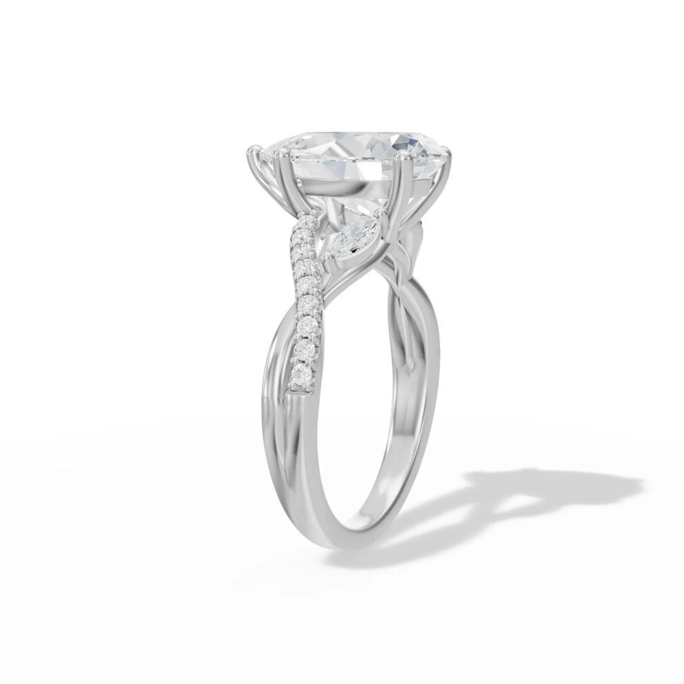 Lab Grown Diamond Pear Center Engagement Ring in 14K White Gold (3 1/3 ct. tw.) – Image 3 of 4