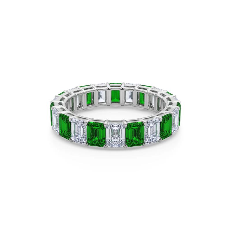 Lab Grown Diamond and Lab-Created Emerald Eternity Band in 14K White Gold &#40;2 3/4 ct. tw.&#41; – Image 4 of 5