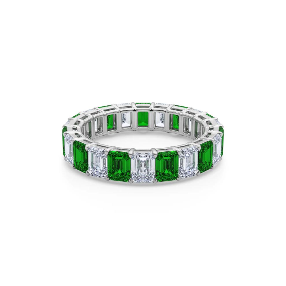 Lab Grown Diamond and Lab-Created Emerald Eternity Band in 14K White Gold (2 3/4 ct. tw.) – Image 4 of 5