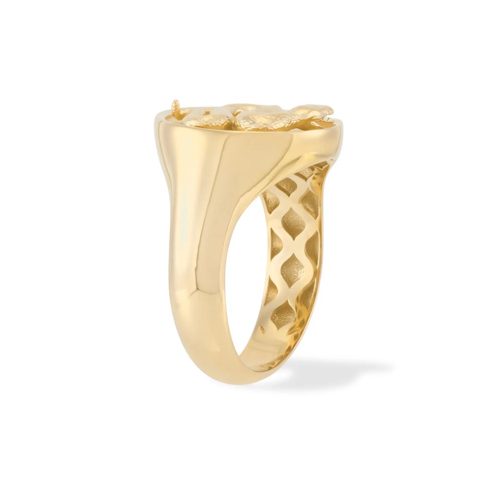 Diamond-Cut Snake Signet Ring in 14K Yellow Gold – Image 3 of 4