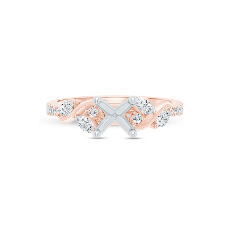 Lab Grown Diamond Marquise Semi-Mount Ring in 14K Rose and White Gold &#40;1/3 ct. tw.&#41; &#40;Setting Only&#41; – Image 2 of 6