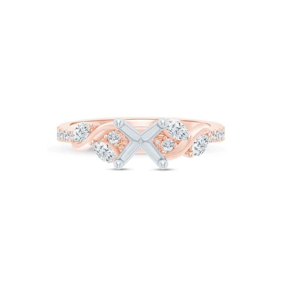 Lab Grown Diamond Marquise Semi-Mount Ring in 14K Rose and White Gold (1/3 ct. tw.) (Setting Only) – Image 2 of 6