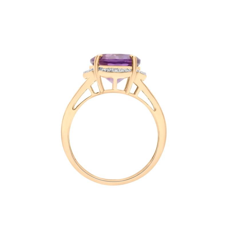 Oval Amethyst and Diamond Accent Cocktail Ring in 10K Yellow Gold – Image 2 of 5