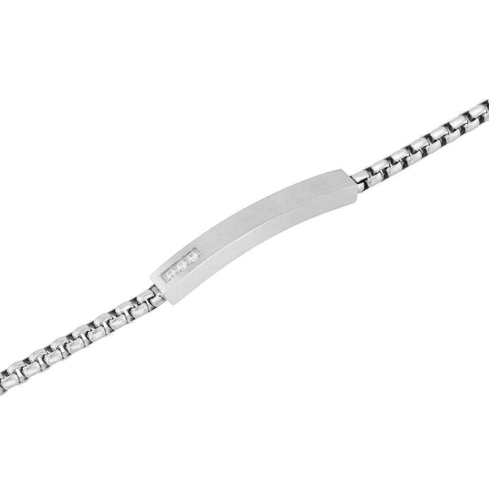 Men's Diamond ID Bracelet in Stainless Steel, 8.5" (1/10 ct. tw.) – Image 2 of 3