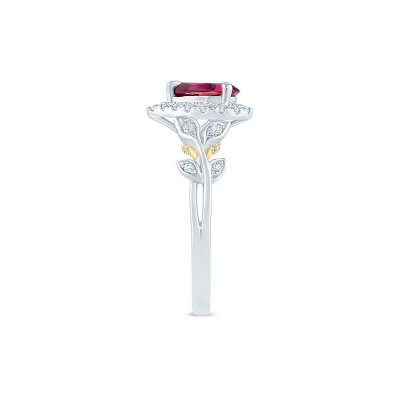 Ramona Rhodolite Garnet and Lab Grown Diamond Engagement Ring in 14K White and Yellow Gold (1/3 ct. tw.) – Image 3 of 3