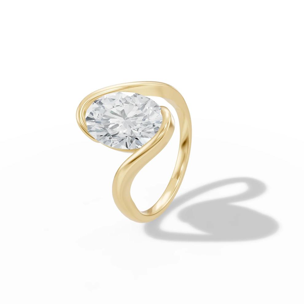 Lab Grown Diamond Oval Solitaire Engagement Ring in 18K Yellow Gold (4 ct.) – Image 4 of 4