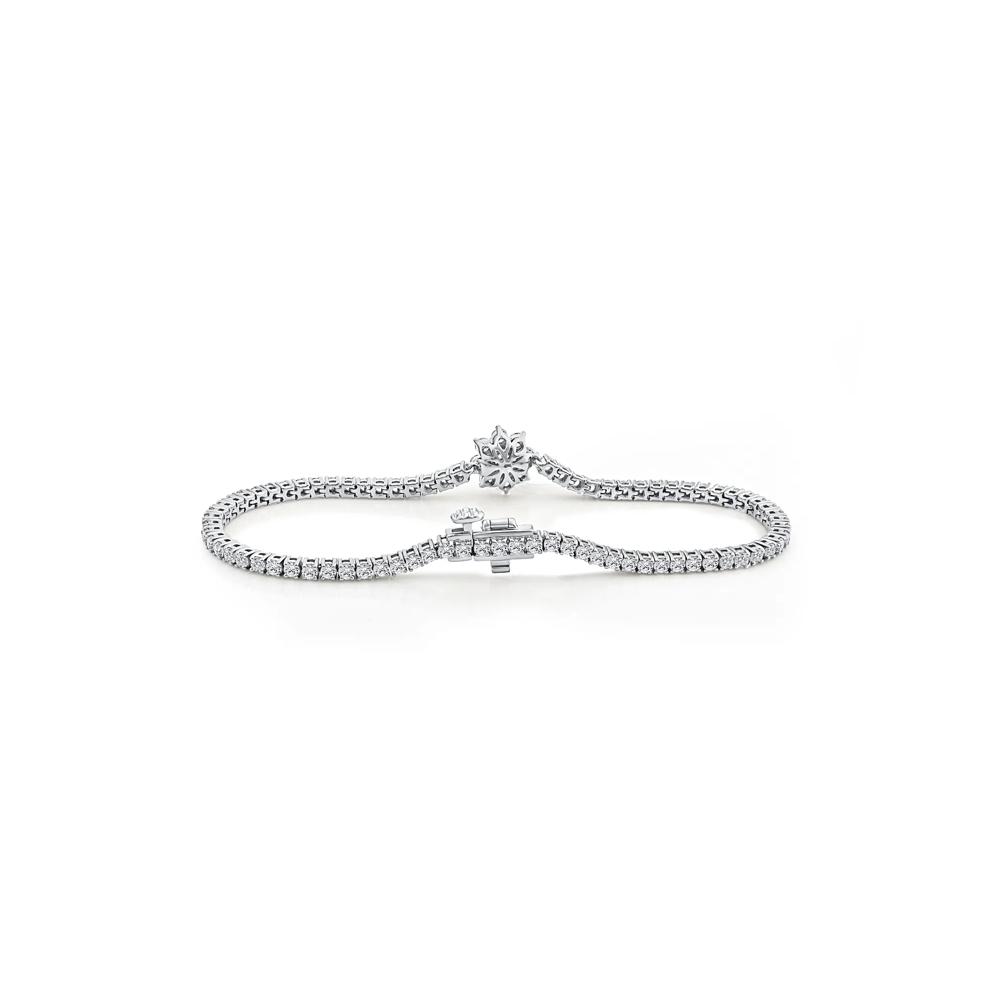 Lab Grown Diamond Starburst Cluster Tennis Bracelet in 14K White Gold (3 1/2 ct. tw.) – Image 2 of 2