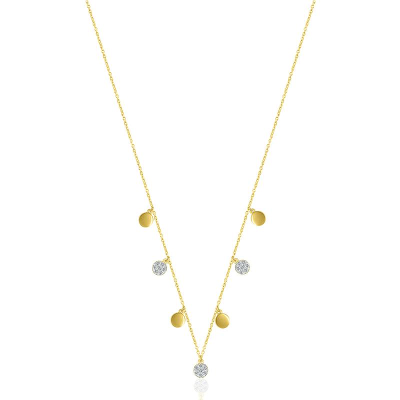 Diamond Disc Dangle Necklace in 10K Yellow Gold &#40;1/8 ct. tw.&#41; – Image 1 of 2