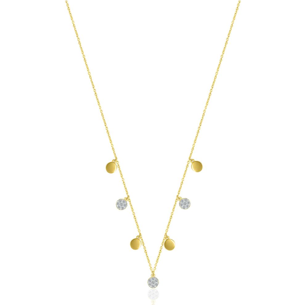 Diamond Disc Dangle Necklace in 10K Yellow Gold (1/8 ct. tw.) – Image 1 of 2