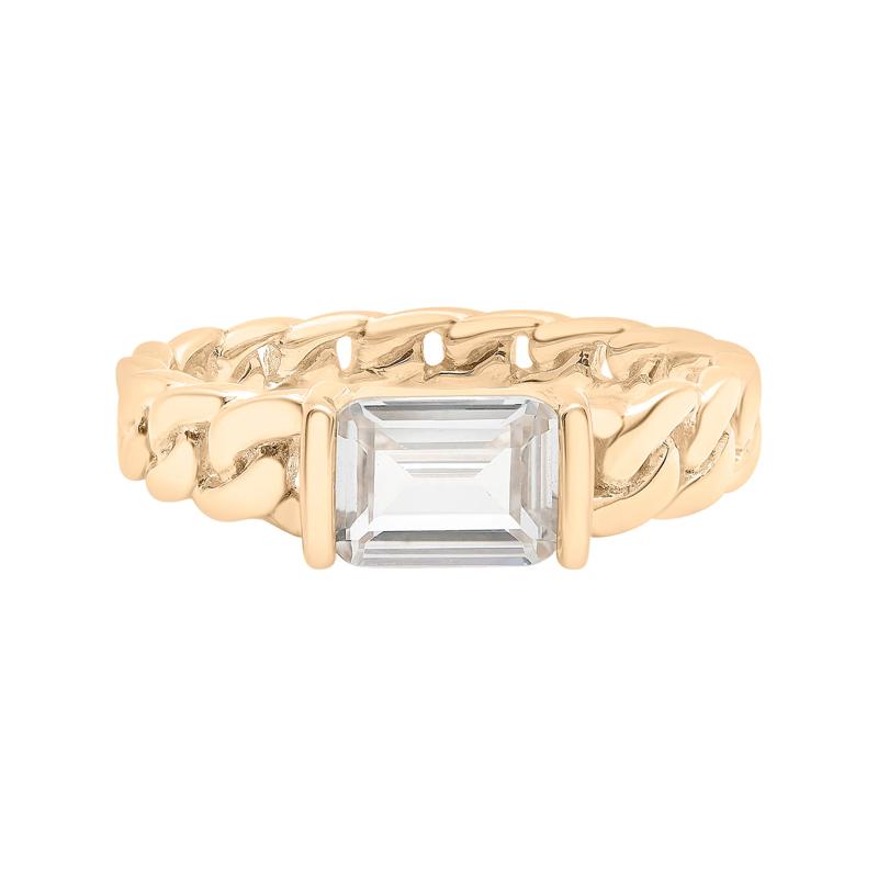Lab-Created White Sapphire Curb Link Ring in Vermeil – Image 1 of 5