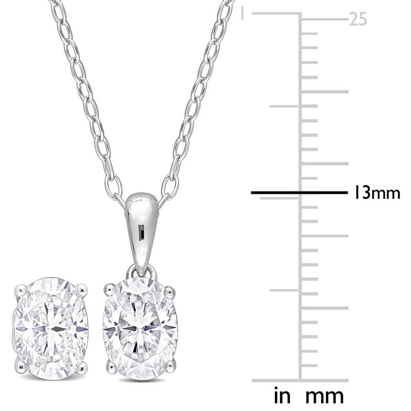 Oval Lab-Created Moissanite Pendant &amp; Stud Earrings in Sterling Silver &#40;3 ct. dew&#41; – Image 2 of 4