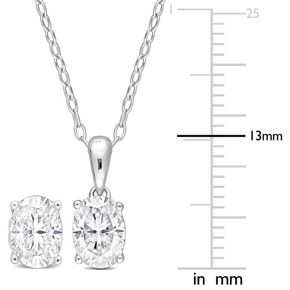 Oval Lab-Created Moissanite Pendant &amp; Stud Earrings in Sterling Silver (3 ct. dew) – Image 2 of 4