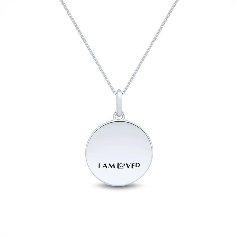 Diamond Accent Crescent Moon Medallion Pendant in Sterling Silver &amp; 14K Rose Gold – Image 2 of 4