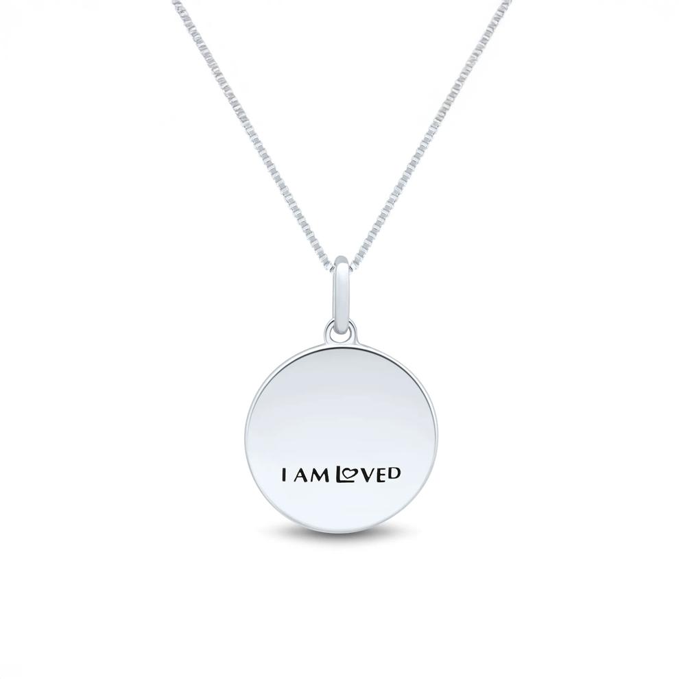 Diamond Accent Crescent Moon Medallion Pendant in Sterling Silver &amp; 14K Rose Gold – Image 2 of 4