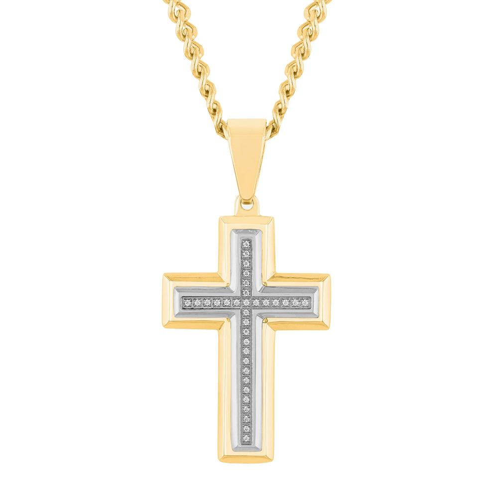 Men's Diamond Cross with Ion-Plated Stainless Steel, 24" (1/10 ct. tw.) – Image 1 of 4