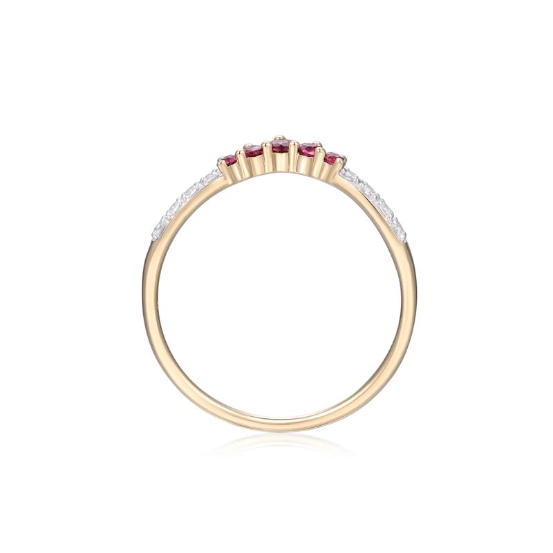 Rhodolite Garnet and Lab-Created White Sapphire Contour Ring in 10K Yellow Gold – Image 2 of 3