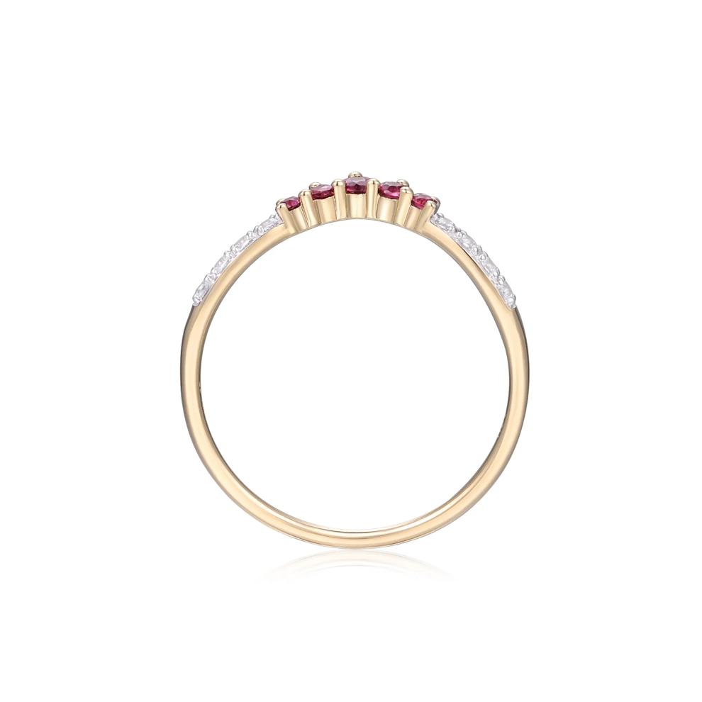 Rhodolite Garnet and Lab-Created White Sapphire Contour Ring in 10K Yellow Gold – Image 2 of 3