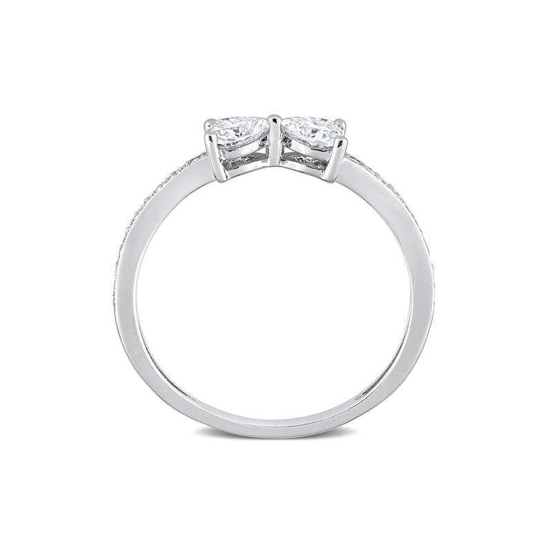 Heart-Shaped Moissanite Stacking Ring with Bow Design in Sterling Silver &#40;3/5 ct. dew&#41; – Image 2 of 5