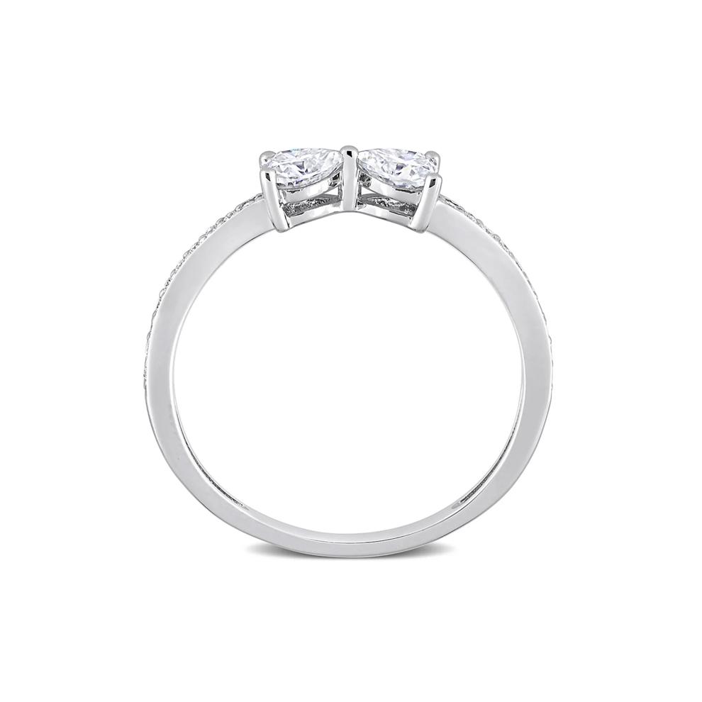 Heart-Shaped Moissanite Stacking Ring with Bow Design in Sterling Silver (3/5 ct. dew) – Image 2 of 5