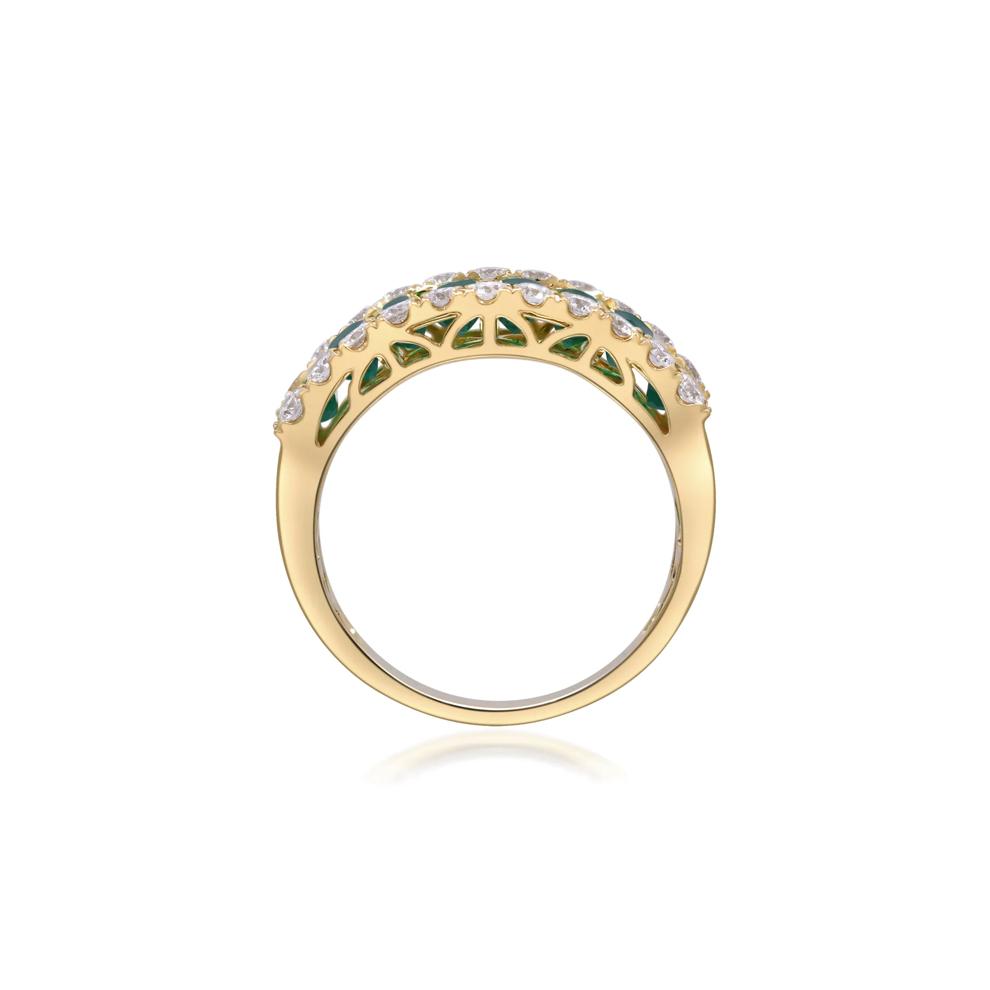 Emerald and Diamond Three-Row Ring in 14K Yellow Gold (3/4 ct. tw.) – Image 2 of 4
