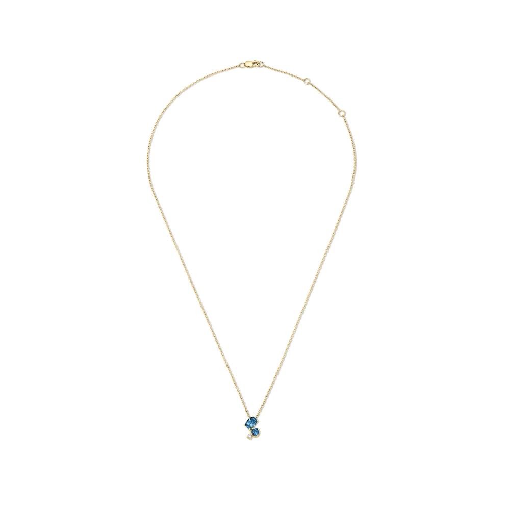 Montana Blue Sapphire &amp; Diamond Accent Cluster Pendant Necklace in 10K Yellow Gold – Image 3 of 4