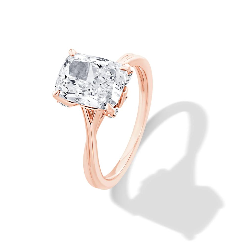 Lab Grown Diamond Elongated Cushion Engagement Ring in 18K Rose Gold (3 1/5 ct. tw.) – Image 4 of 4