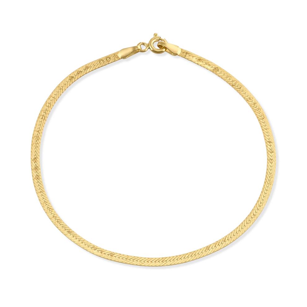 Herringbone Heart &amp; "I Love You" Engraved Bracelet in 10K Yellow Gold, 7.5" – Image 2 of 2