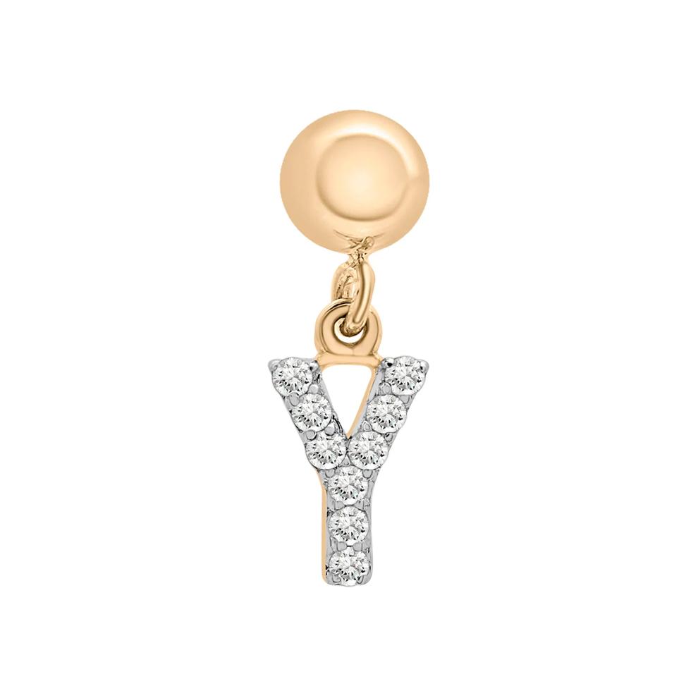 Diamond Accent Y Initial Bead Charm in Vermeil – Image 1 of 3