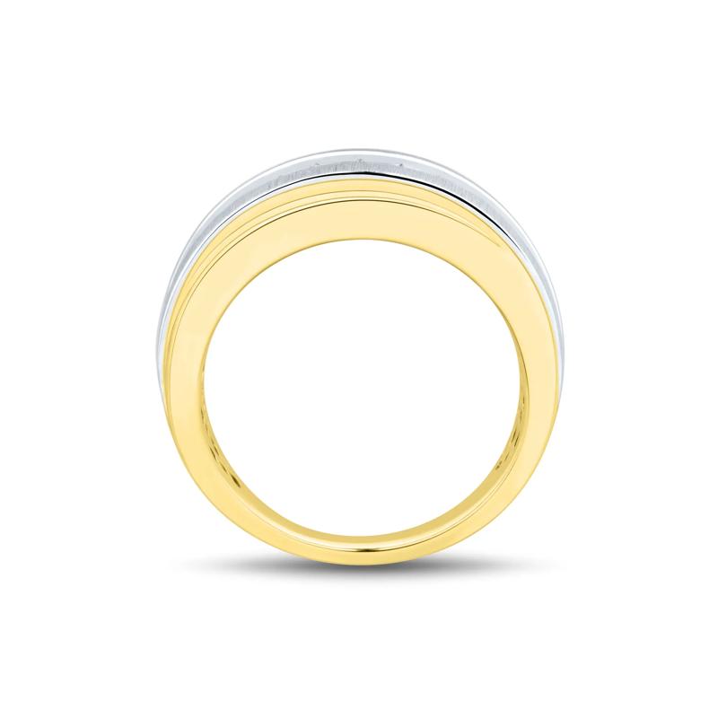 Men&rsquo;s Diamond Wedding Band in 10K Yellow and White Gold &#40;1/4 ct. tw.&#41; – Image 2 of 3
